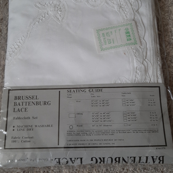 White Table Cloth Battenburg Lace Vintage NIB Oblong - Picture 3 of 10
